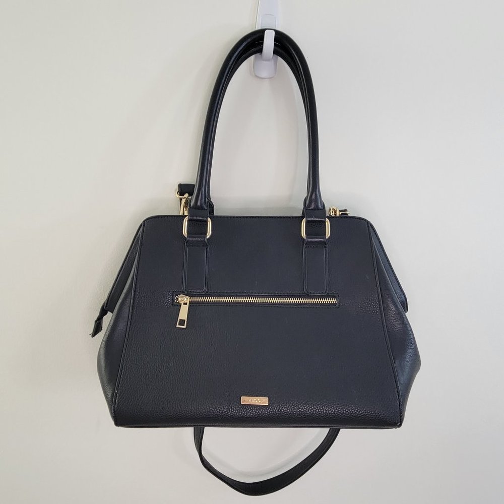 Aldo Women's Black Faux Leather Gold Tone Crossbody Handbag